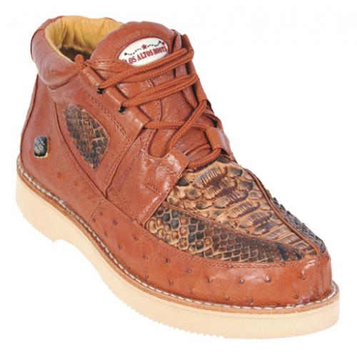 Los Altos Rustic Honey Genuine Python Snake Skin With Ostrich Casual Shoes ZA055780